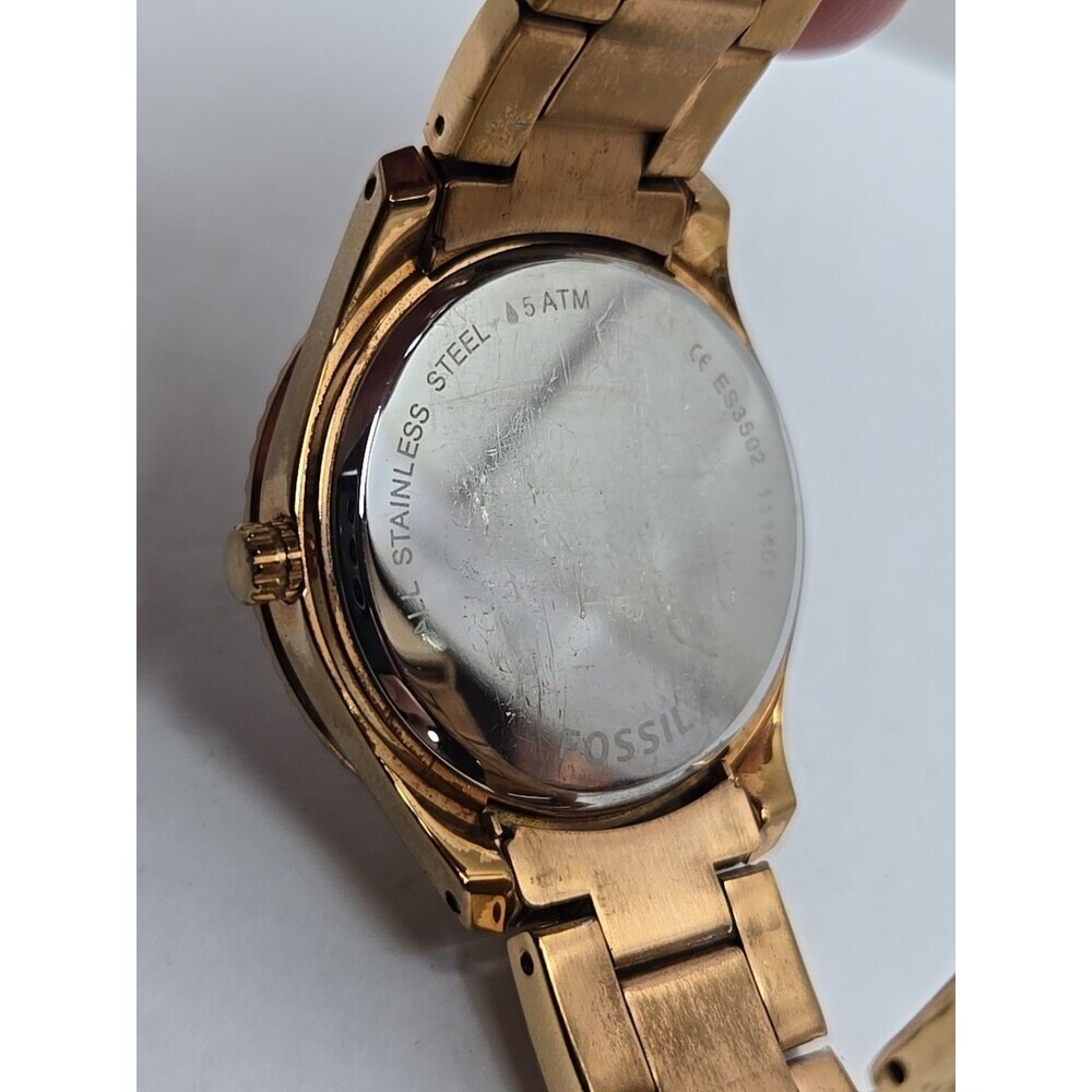 Fossil Stella ES3502 Womens Rose Gold Crystal Multifunction Watch New Battery - Picture 10 of 11